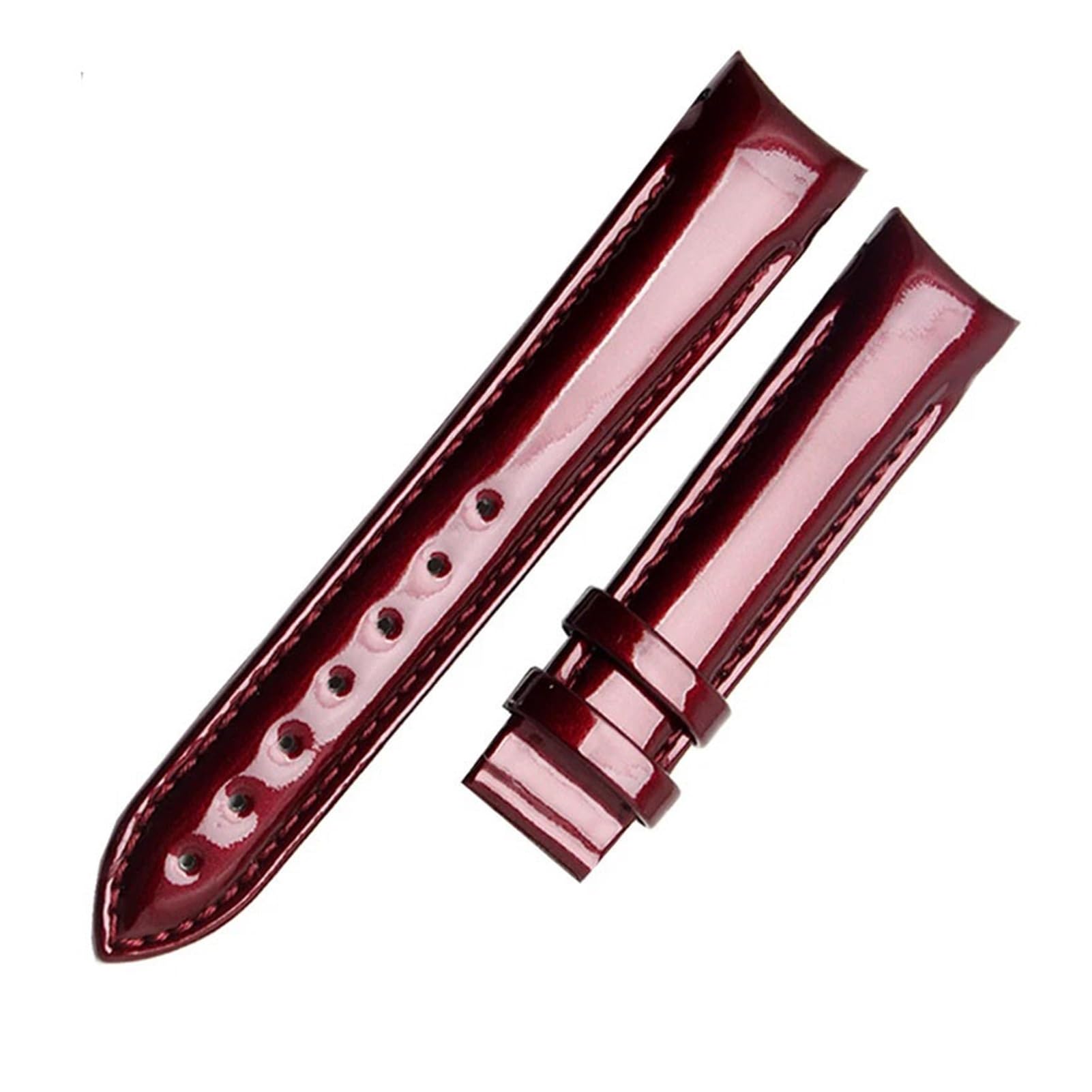 Cowhide Lea/Ther Watch Strap 18 Red Balck White Folding Buckle Women's Watchband Compatible with Tissot 1853 T035 T-Classic T035210A T035207(B Wine red-NO BK P)