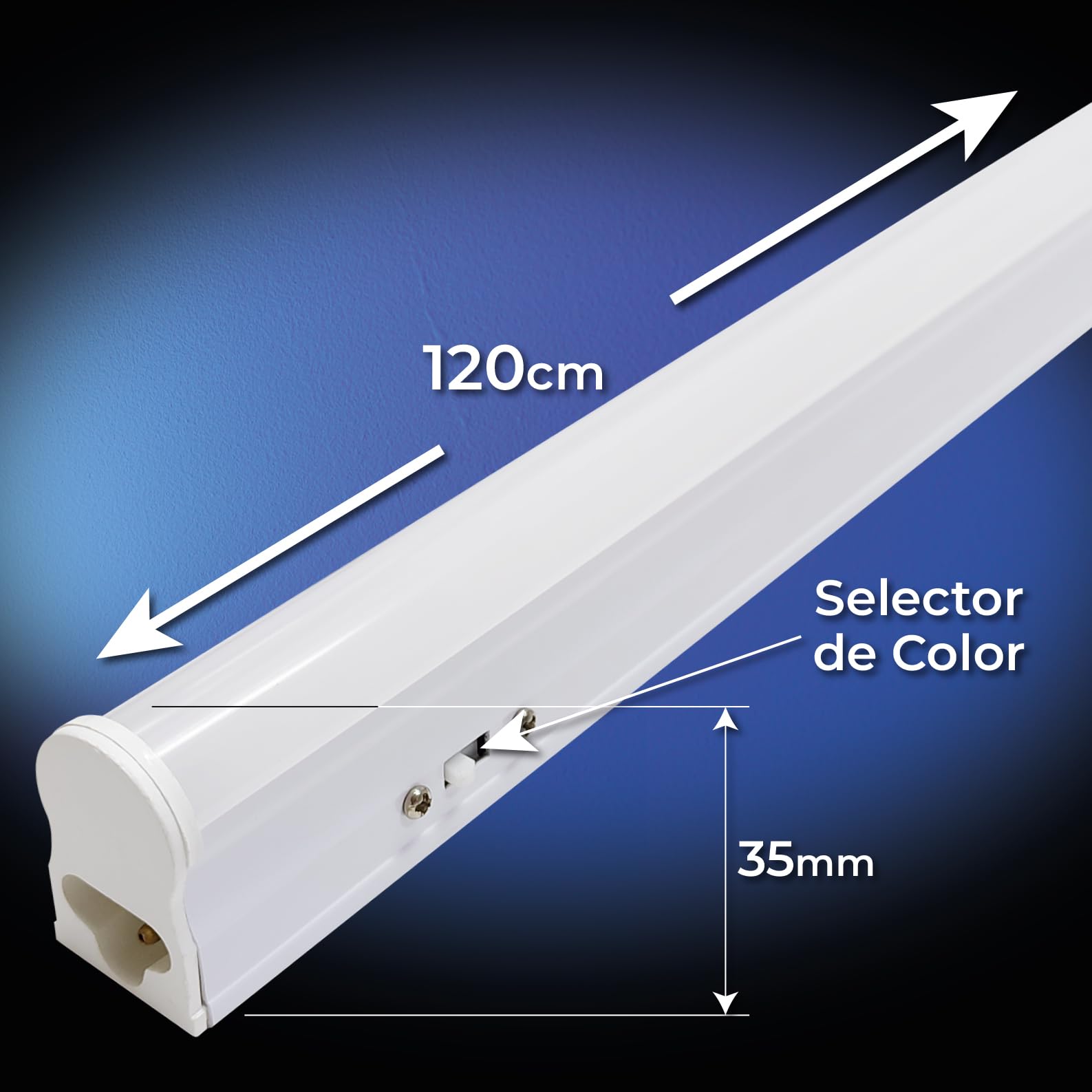 LED ATOMANT Tubo LED T5 120cm 18W, CCT (Selector de Color Blanco Calido, Neutro y Frio), Para armario, trastero o cocina.