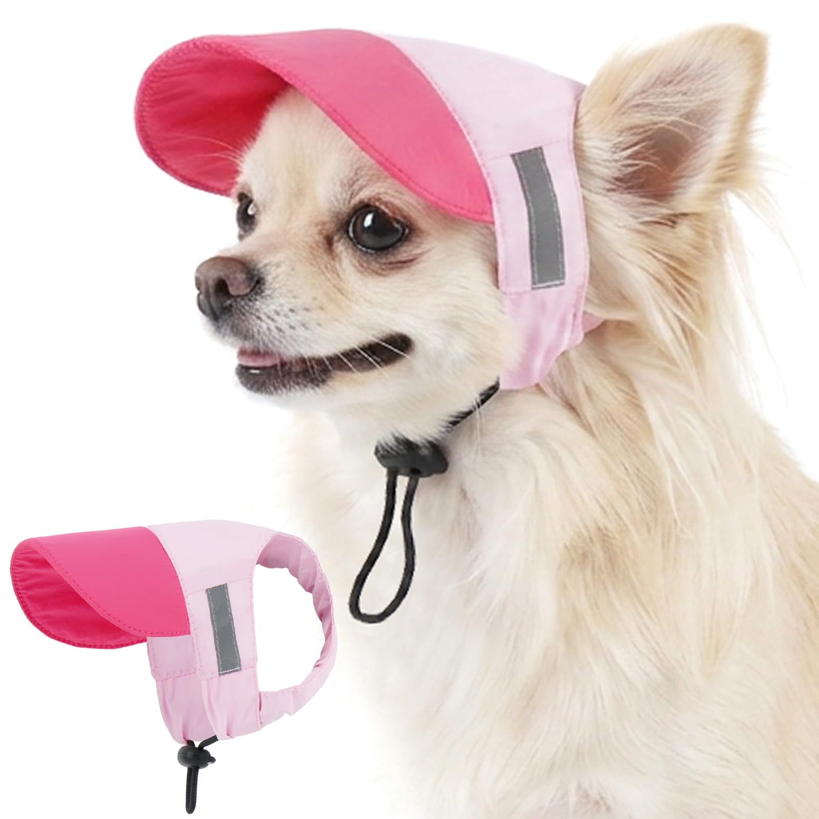 Kuoser Dog Hat Adjustable Puppy Baseball Cap with Reflective Strip, Pink S