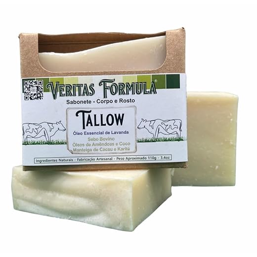Sabonete Artesanal com Tallow (Sebo Bovino) – Fragrância Natural de Lavanda – Hidratação Profunda e Cuidado Tradicional – 110g