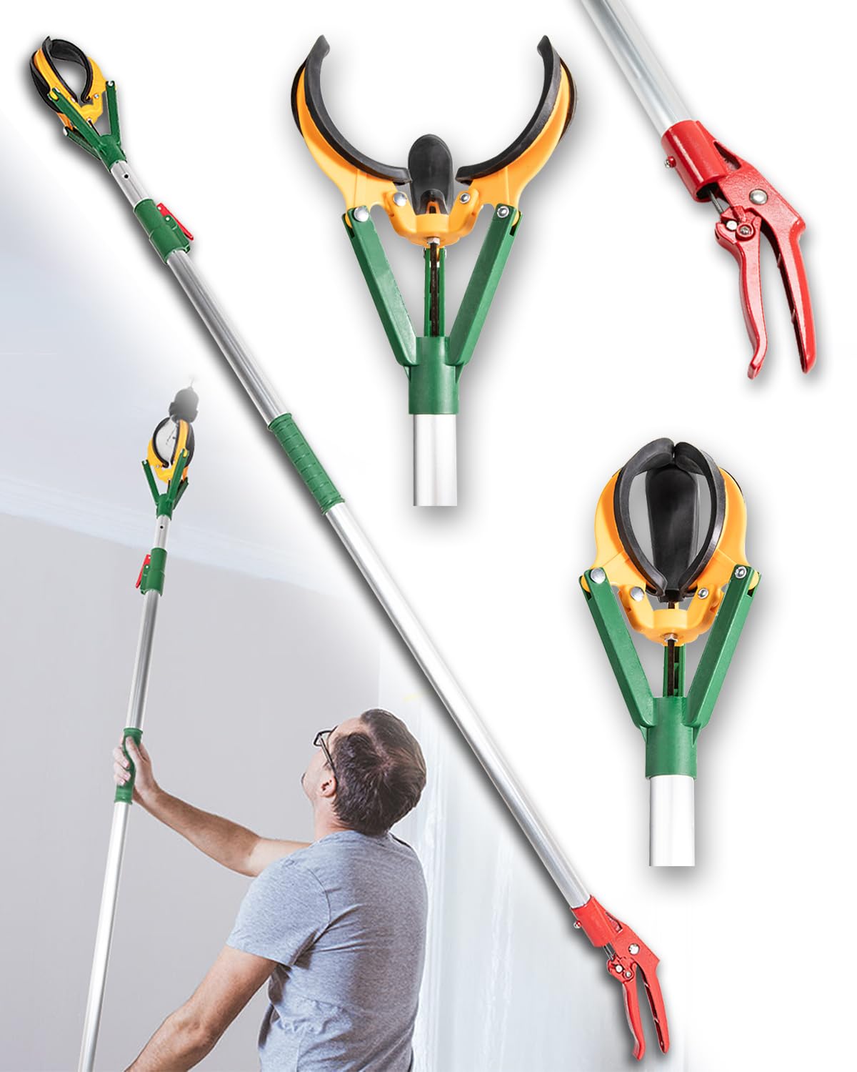 Photo 1 of Light Bulb Changer for High Ceilings - High Reach Light Bulb Changer - High Ceiling Light Bulb Changer with Pole - with Anti-Slip Rubber Pads, 3 Claws for Light Bulb Pole Changer for High Ceilings