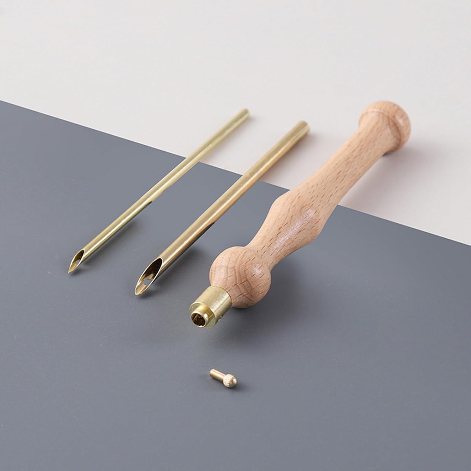 Punch Needle Tool Set, Adjustable Metal Tubes & Wooden Handle Embroidery Punch Needle with Threader, Easy Stitching Tool for Yarn Weaving Adults Beginners, 3.5mm/5mm