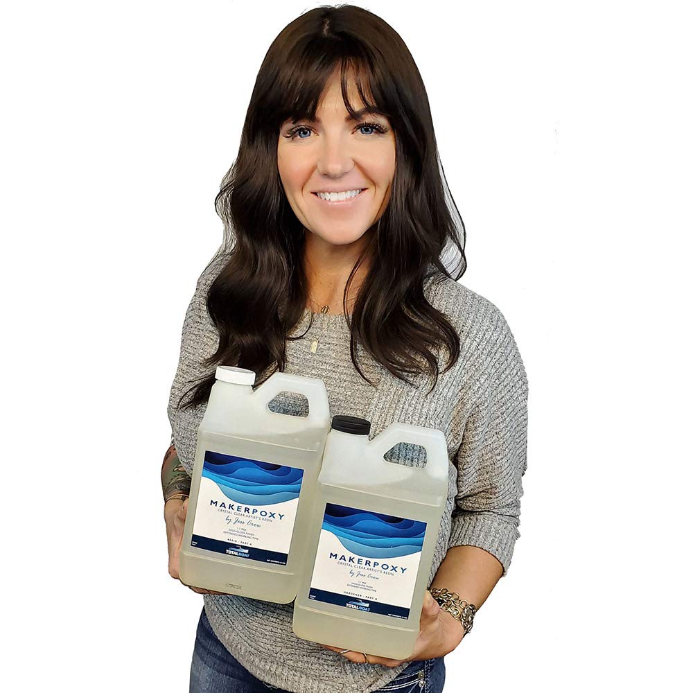 TotalBoat MakerPoxy Crystal Clear Artist's Resin by Jess Crow | Two Part Epoxy Kit for Resin Art | Use with Color Pigments & Tints | Includes Supplies | Long Working Time (Quart Kit)