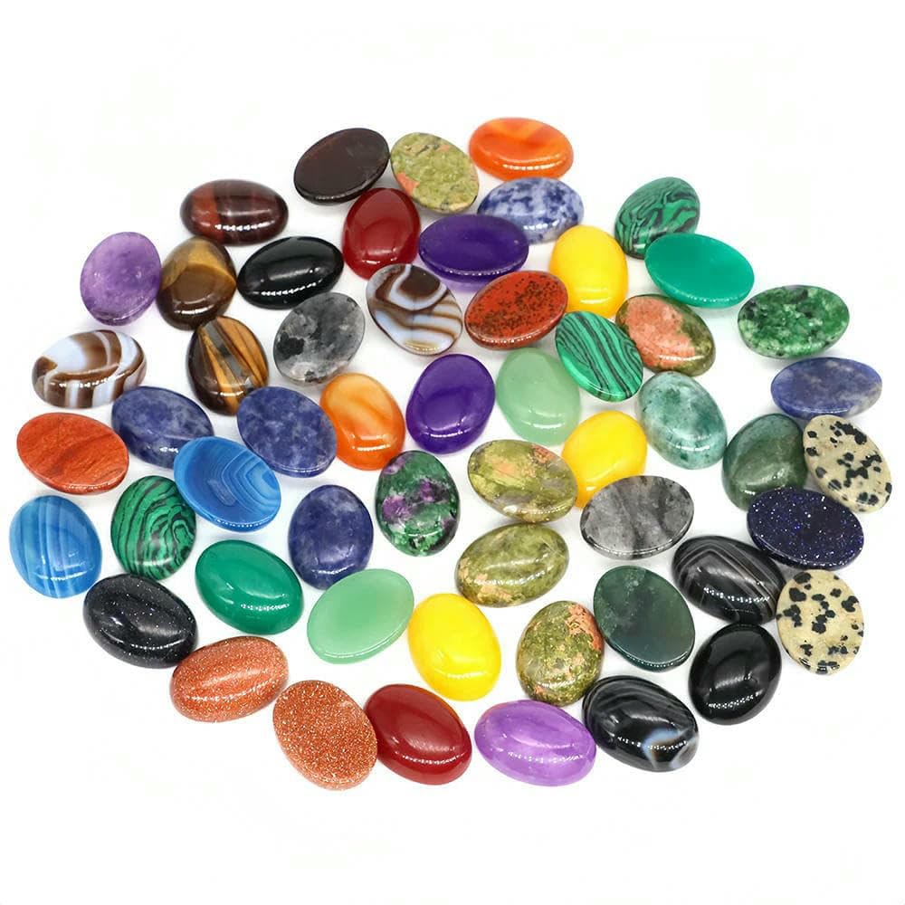 Lote de 5 cuentas de cabujón ovaladas de piedra, piedras preciosas de cristal natural, espaciadores de camafeo con parte trasera plana para hacer joyas, pendientes, colgantes y collares, jade morado
