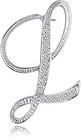 Vista 1 de ETHOON Broche de letras, broche de diamantes de imitación con inicial para mujer, manualidades, plateado A-Z, Joya