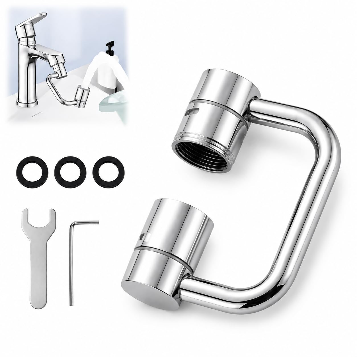 1080° Faucet Extender Tap Aerator Rotating Multifunctional with 2 Modes