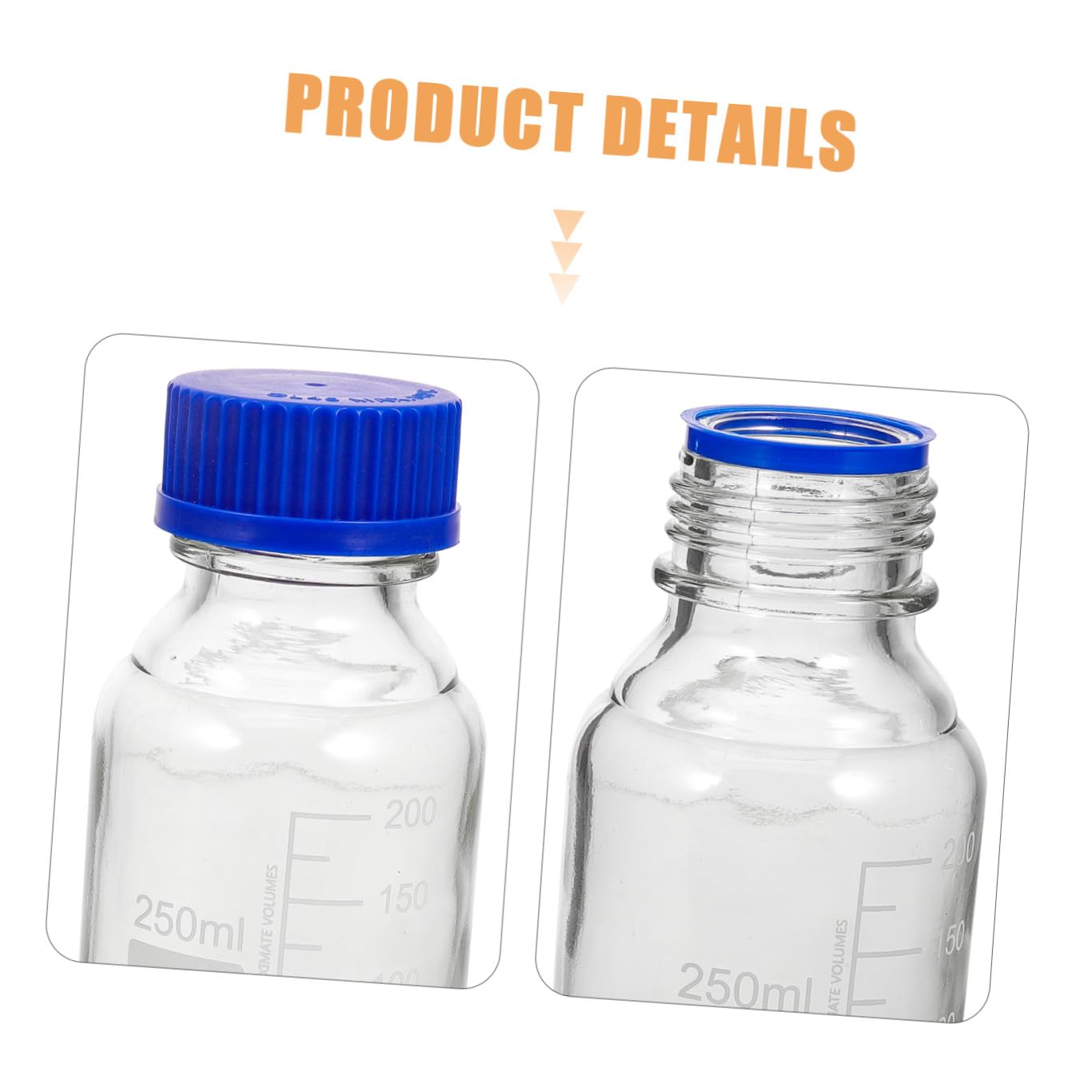 ERINGOGO 4 Stck Reagenzflasche mit Schraubverschluss Graduierte Transparente Laborflaschen mit Blauen Deckeln aus Bruchsicherem Material Dicht Verschließbar Wiederverwendbar für