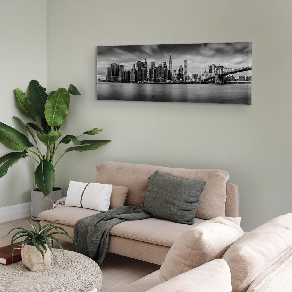 murando - Quadro Fonoassorbente Ponte sul Fiume - Grigio 120x40 cm 1 Pezzo - Canvas - Quadri Acustici XXL Grandi - Pannelli Fonoassorbenti Decorativi - Decorazione da Parete Soggiorno - d-B-0154-b-a