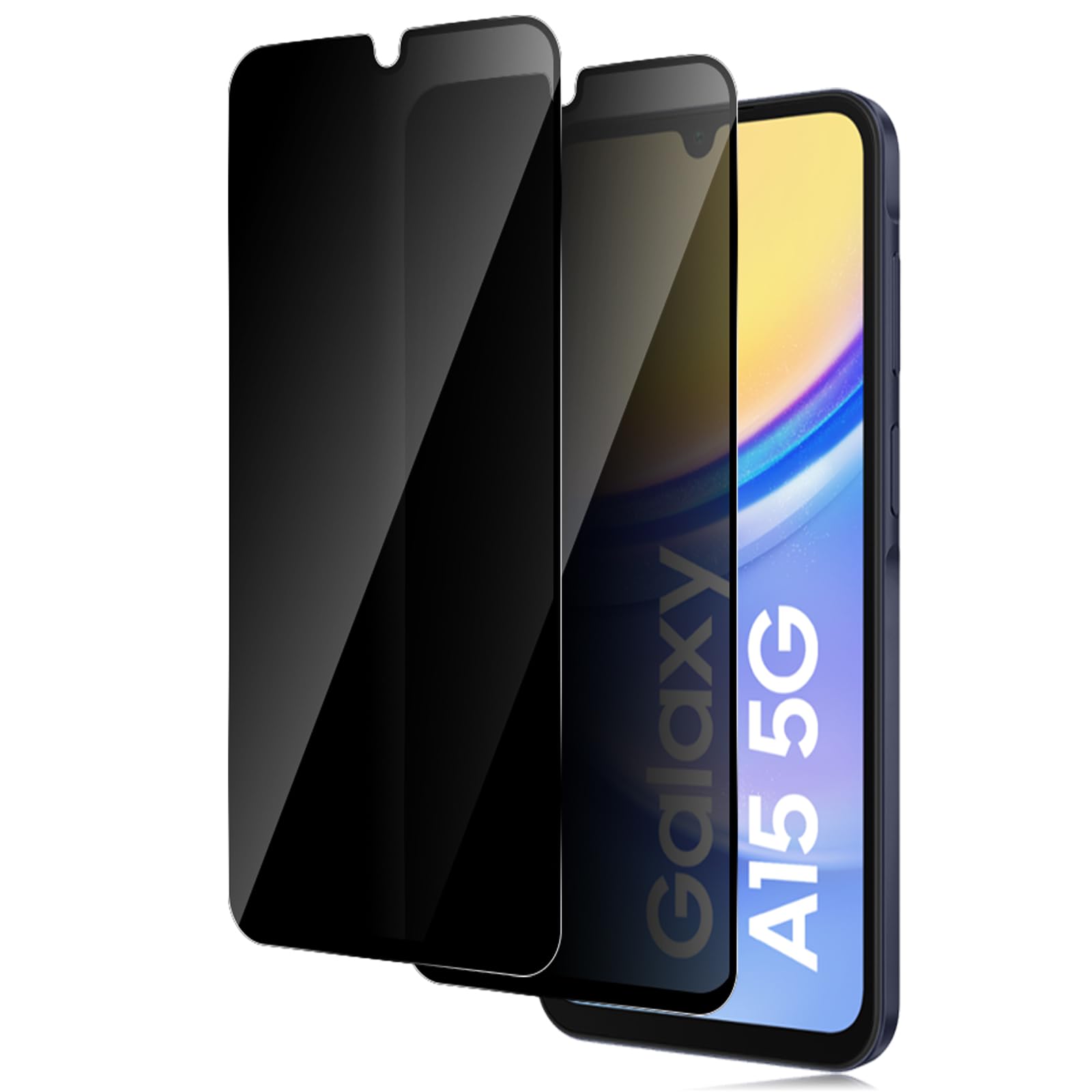 TuFun Schutzfolie für Samsung Galaxy A34/A15 4G/5G für Panzerglas Sichtschutz, [2 Stück] 9H Härte Sichtschutzfolie, Anti-Spy Displayschutz, Anti-Spähen, Blasenfreie Privacy Schutzglas - Schwarz