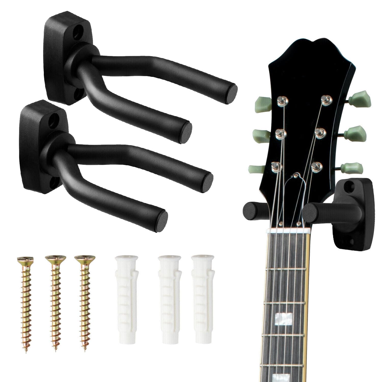 5 CORE Guitar Wall Mount Hanger Hook for Acoustic Classical Electric Bass Guitars - GH Iron 2PCS