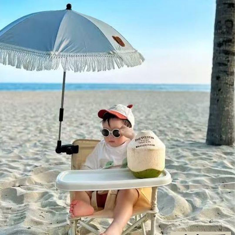 Image of Portable Folding Baby Dining Chair, Outdoor high Chair, Foldable Toddler Feeding seat with Sunshade and seat Belt