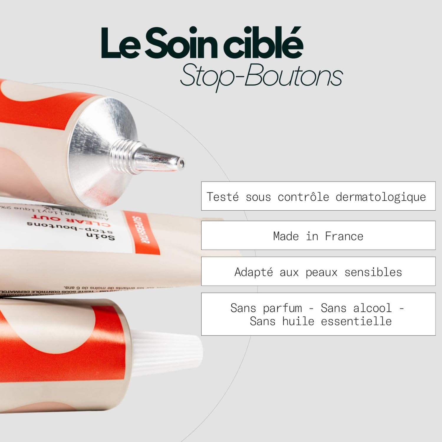 Skin & Out – Soin Boutons – 99% Naturel – Traitement ciblé stop-boutons avec Acide Salicylique 1% & Bakuchiol – Soulage les boutons, purifie et prévient l’apparition de marques post-boutons