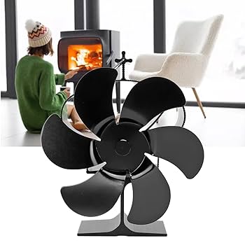 Amazon.co.jp: 薪ストーブファン ブラック 耐熱 6枚羽根 直径