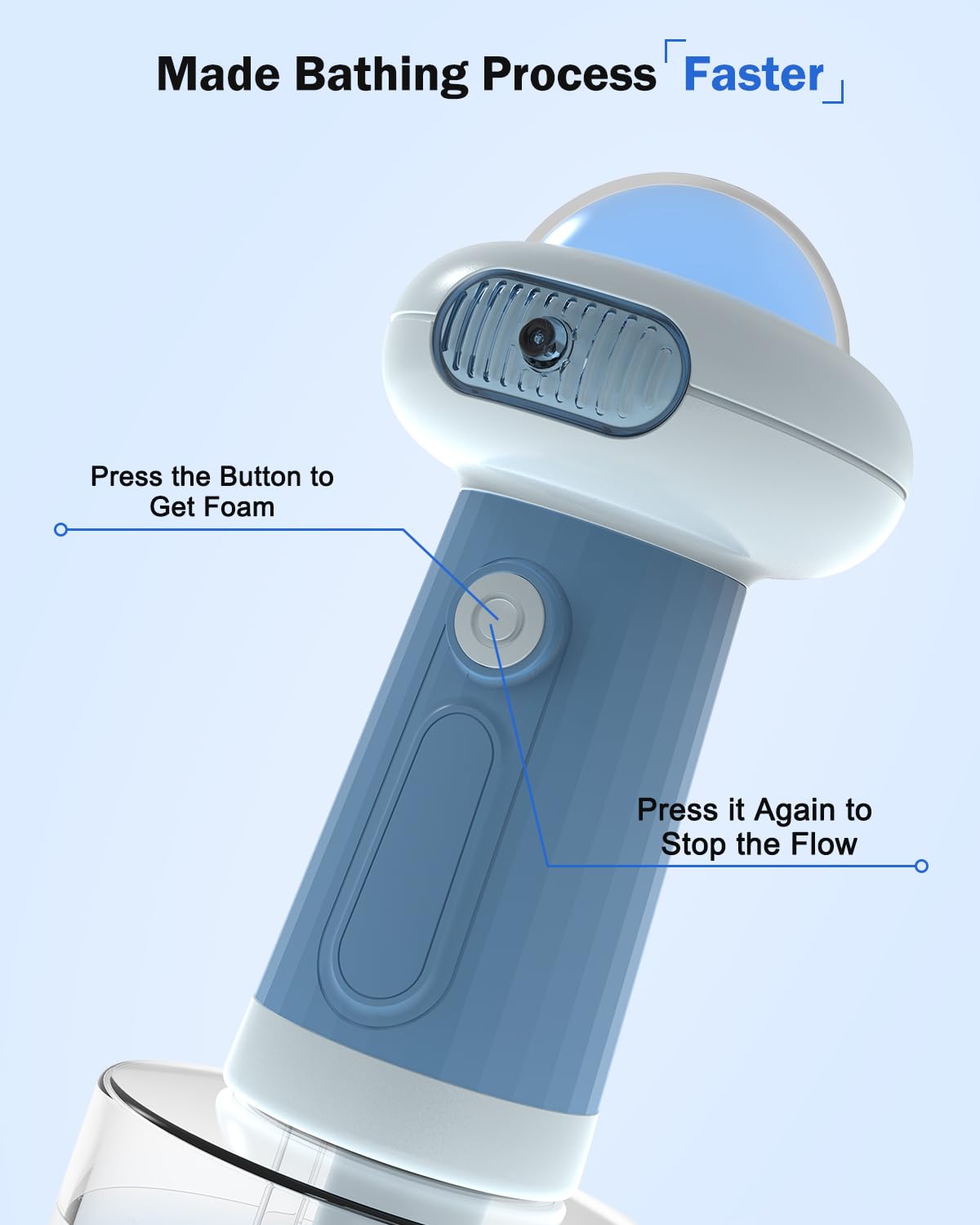 Pulverizador de champú eléctrico para baño de perros y gatos, pulverizador de baño automático con cepillo, dispensador para perros y gatos (azul)
