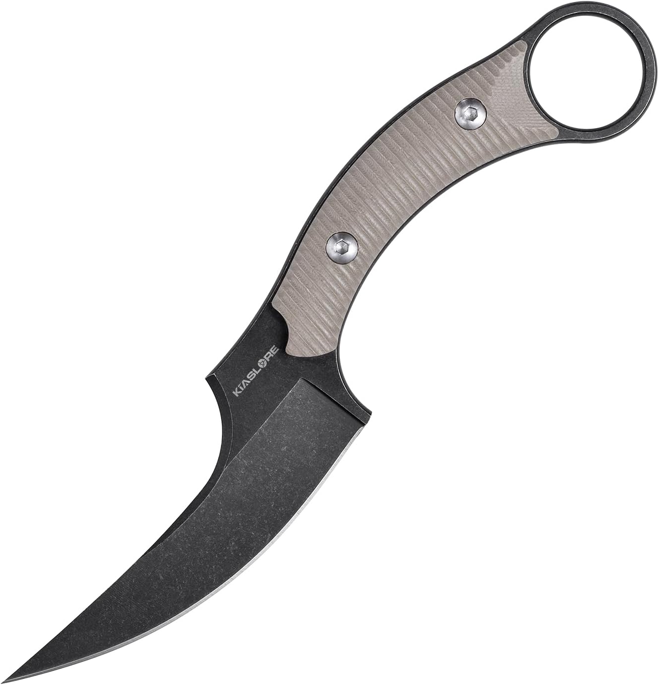 KK528 Fixed Blade Knife, D2 Blade with G10 Handle, Kydex Sheath, Everyday Claw Knife for Men Women, Utility Knives for EDC Survival Hiking Camping Outdoor (Tan)