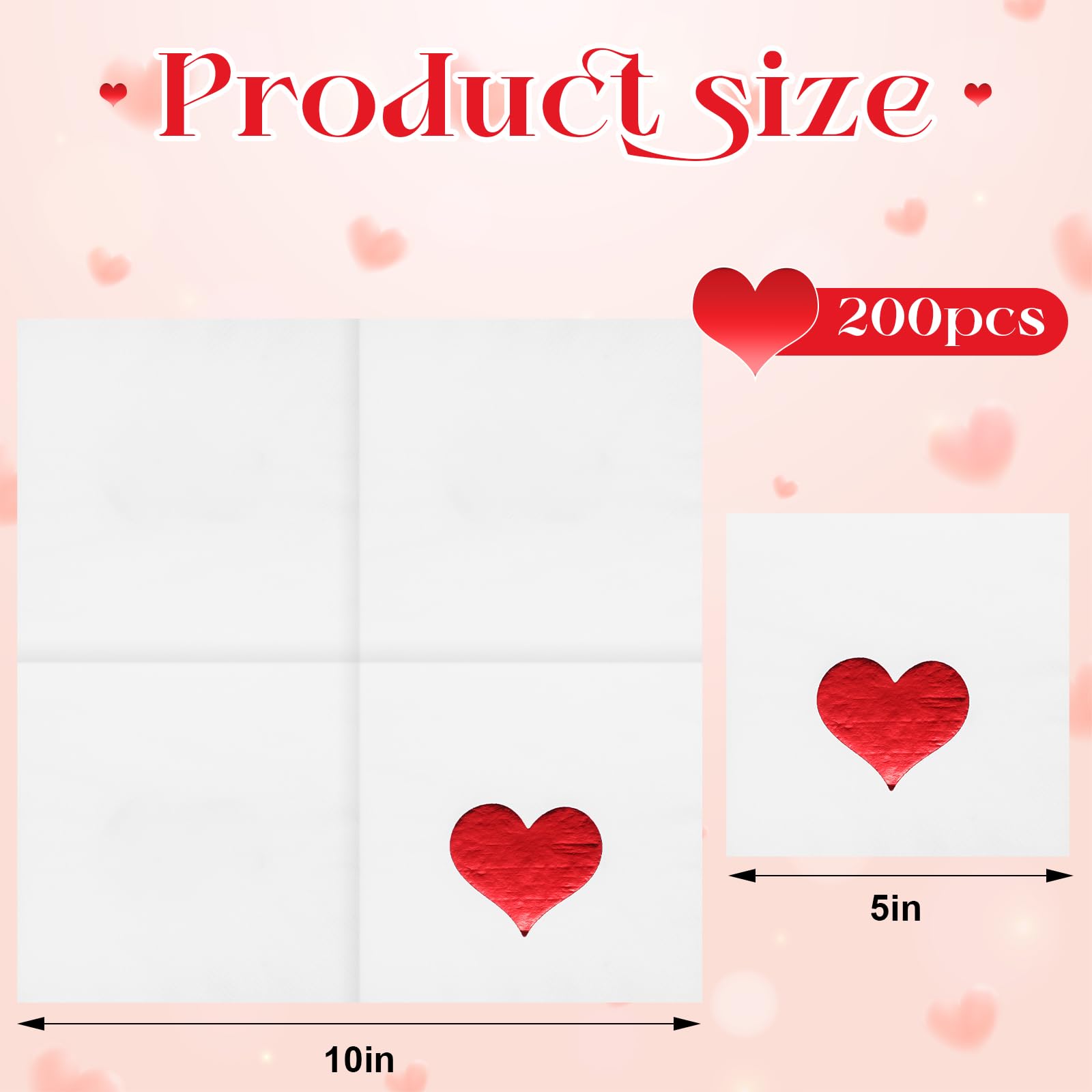 200 toallas de mano desechables de papel de aluminio rojo con corazón de amor, servilletas decorativas de papel para invitados para el día de San Valentín, fiesta, cocina, baño