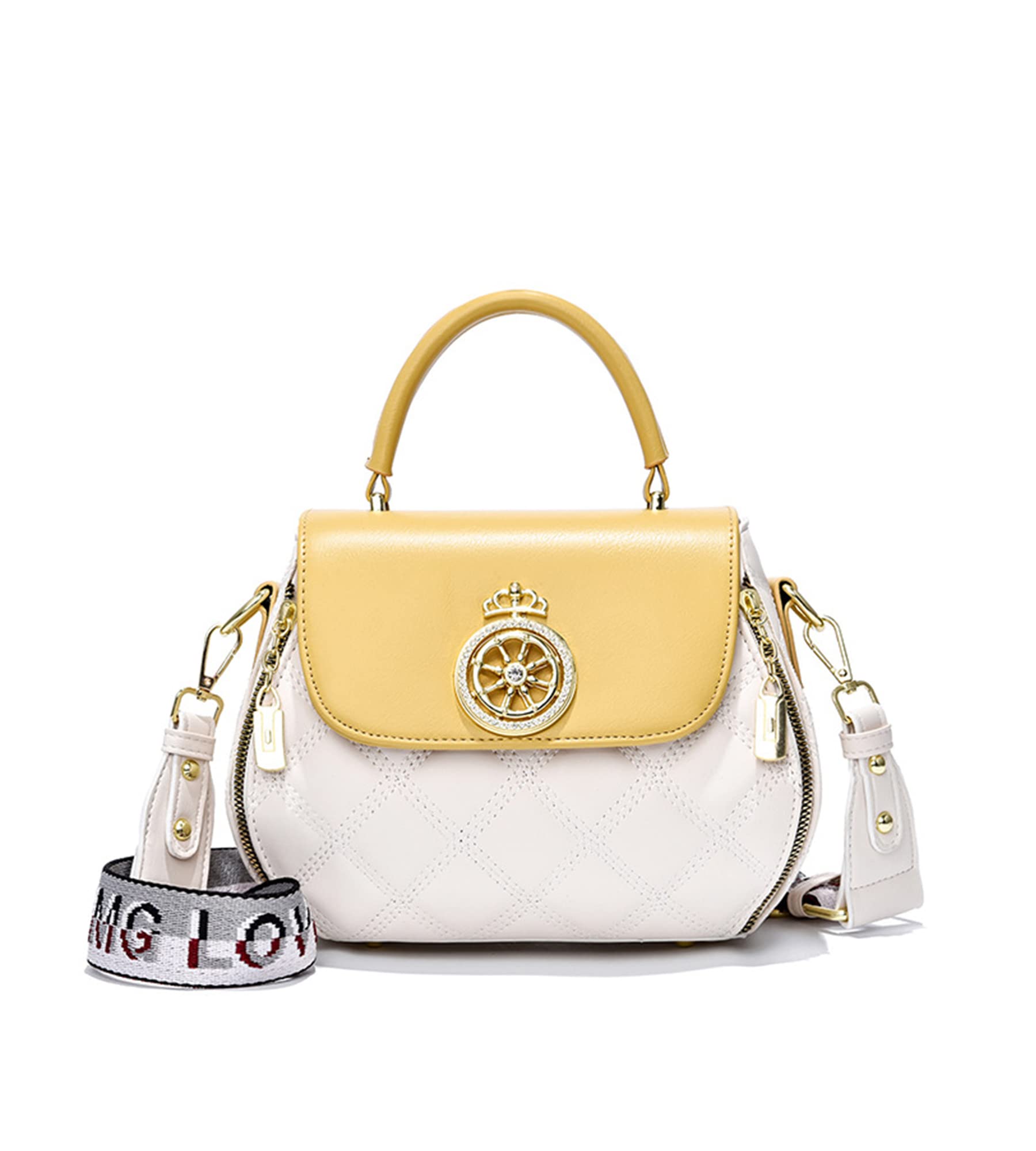 SweetovoFashion Women Crossbody Shoulder Bag Designer Top Handle Handbag Quilted Satchel Purse with Wide AdjustableStrap