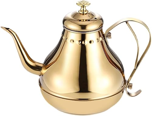 Tetera, tetera dorada, hervidor de agua de acero inoxidable con infusor, tetera pequeña para estufa (color : oro, tamaño: 1.2L)