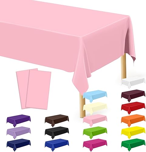 Miniatura 25 de Paquete de 4 manteles desechables de plástico para fiestas, 54" x 108" manteles rectangulares blancos y dorados, mantel impermeable para mesas Punto