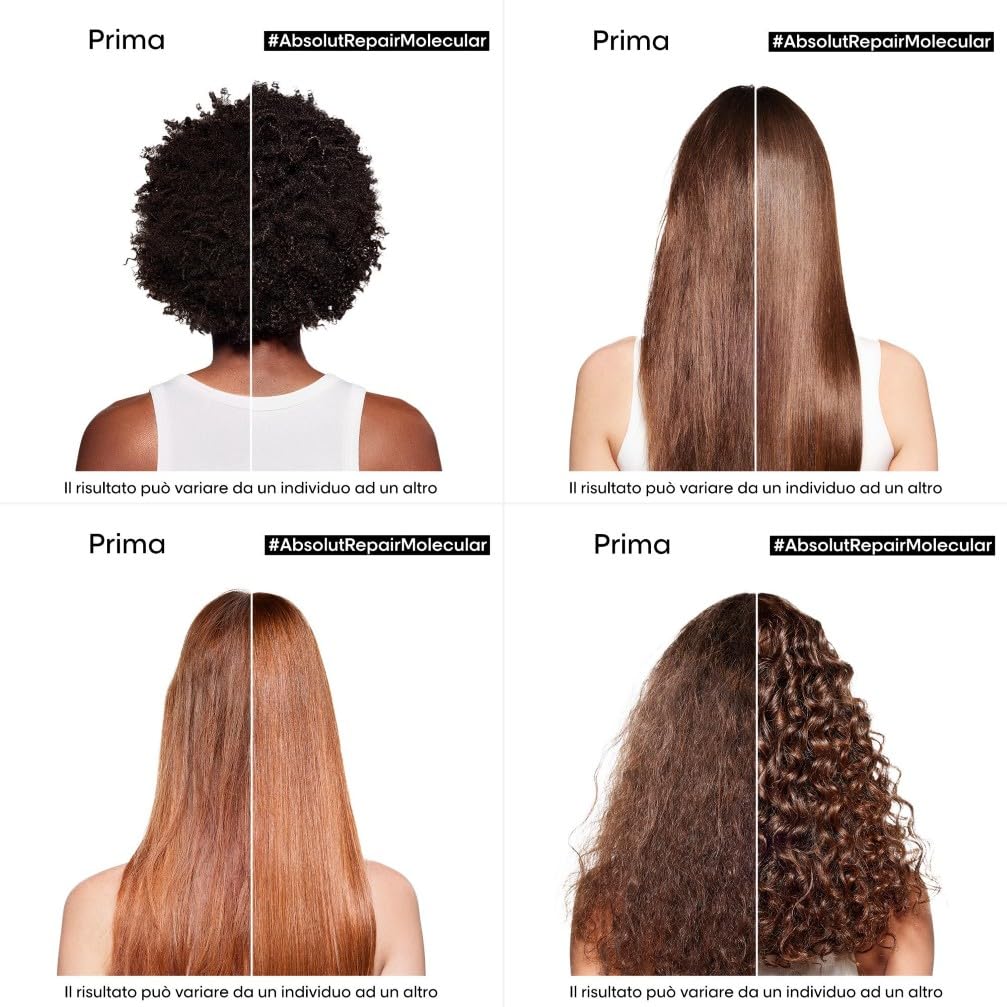 L’Oréal Professionnel Routine con Shampoo e Conditioner Liquido, Per Tutti i Tipi di Capelli Danneggiati, Ripara i Danni e Ripristina la Forza, Senza Solfati, Absolut Repair Molecular, SERIE EXPERT
