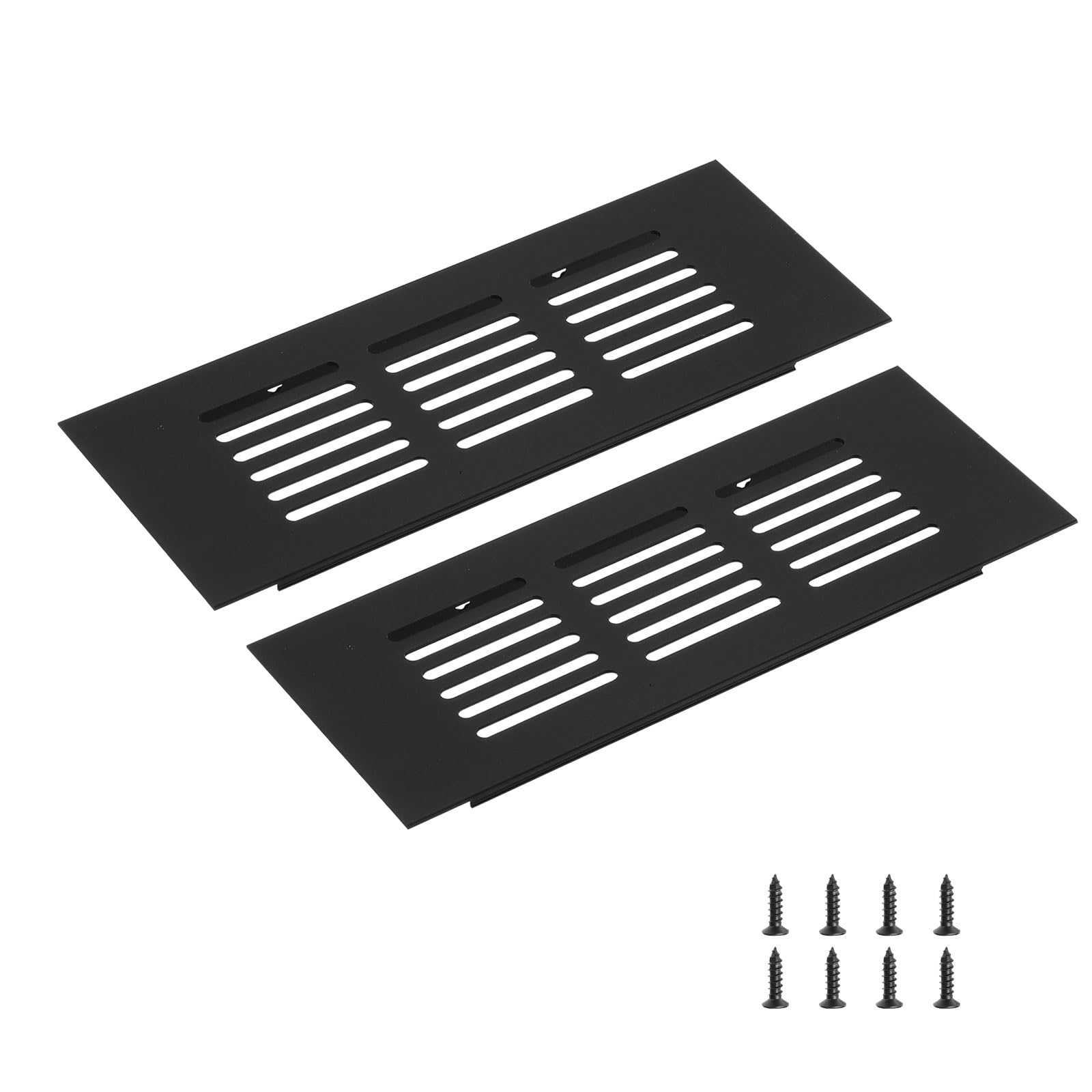 sourcing map Rectangle Ventilation Grille, Aluminum Alloy Mesh Air Vent Cover Louvered Ventilation Cover with Mounting Screws for Cabinet Shoe Closet (150x60mm/6"x2", Black)