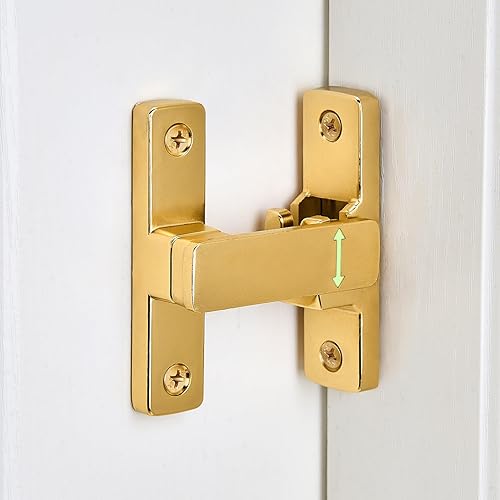 Miniatura 4 de Paquete de 2 cierres giratorios dorados de 90180 grados, perno de bloqueo resistente para aplicaciones de puertas, graneros, jardines, vallas,