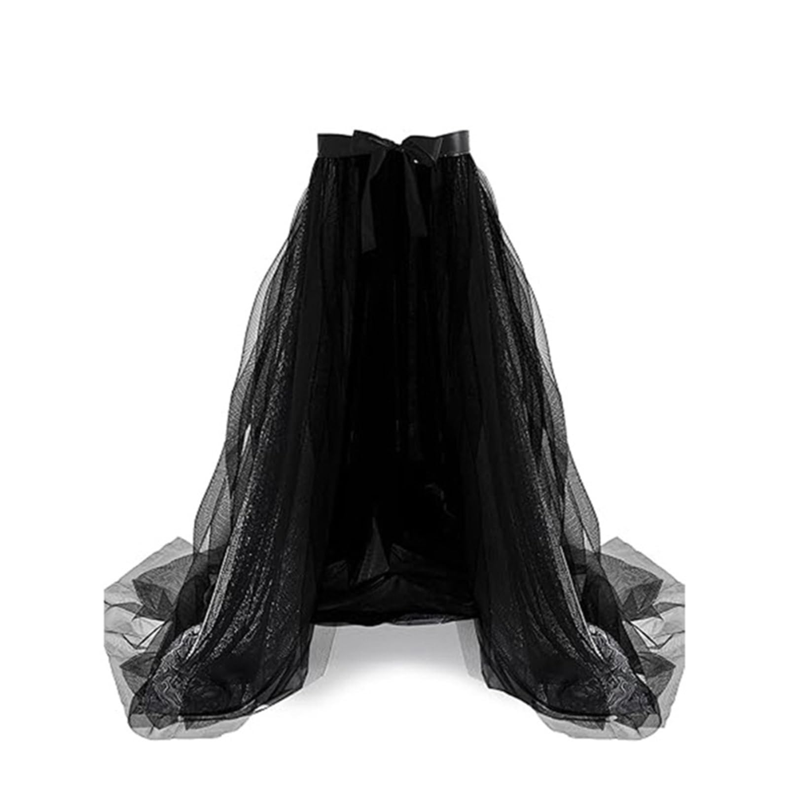 Erhtguo Unisex Black Women Wedding Maxi Tulle Skirts Detachable Train Overskirt Overlay Long Bridal Skirt Ball Gown Mesh