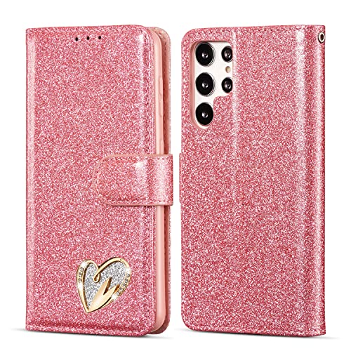 Étui pour Samsung S23 Ultra rose QLTYPRI avec fentes pour cartes