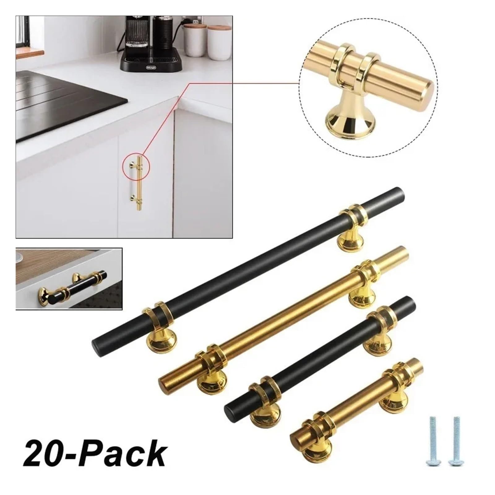 Tiradores de Muebles de Cocina 20 tiradores de acero inoxidable for armarios y cajones cocina(BK-96MM-20PCS)