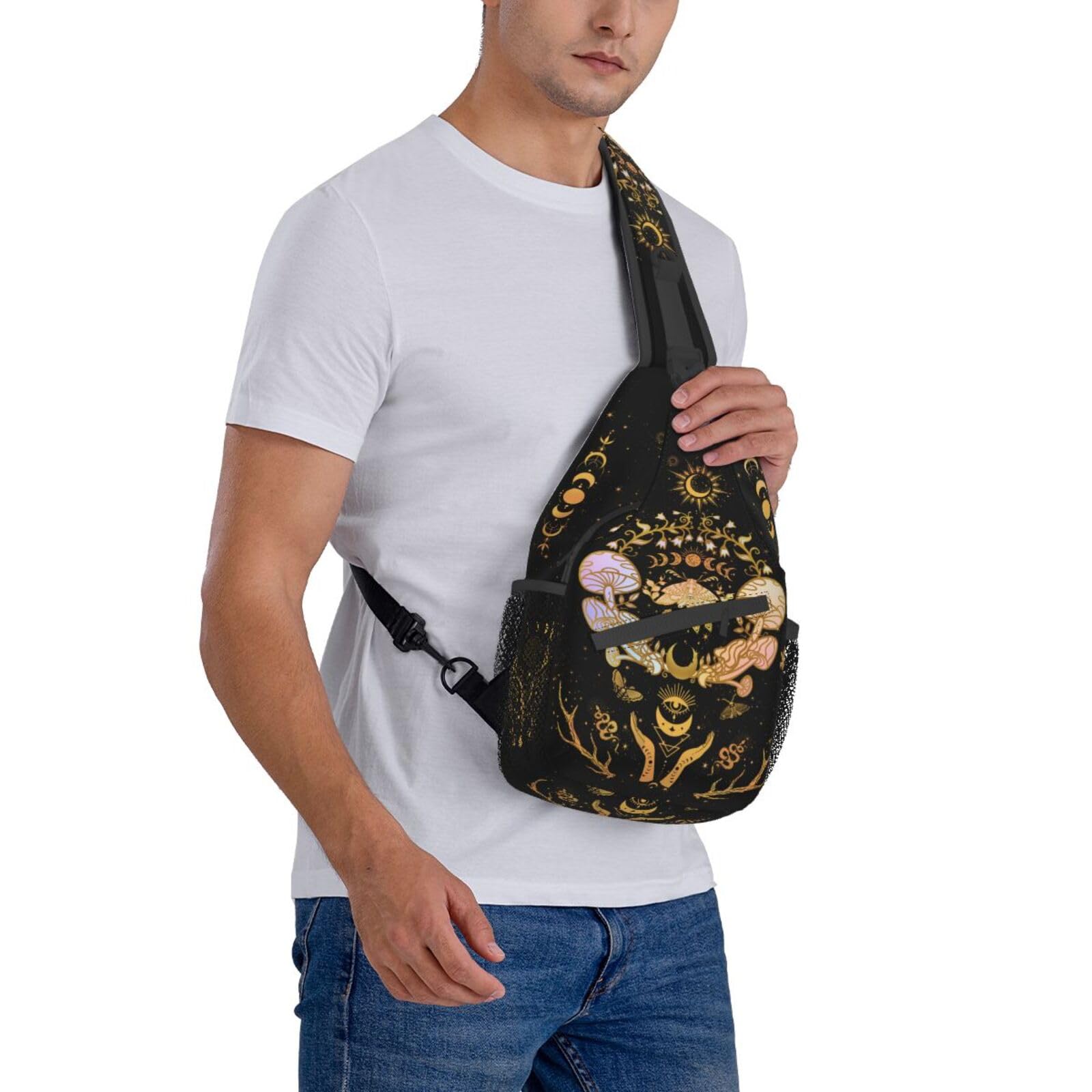 Moth Moon Crossbody Bags, Witchy Travel Crossbody Bags for Women, Sun Moon Sling Bag Hippie Mushroom Gothic Witch Gifts