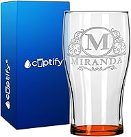 Vista 43 de Vaso de pub personalizado elaborado con nombre de círculo de 20 onzas, copas de cerveza grabadas con fondo azul con texto personalizado, regalo