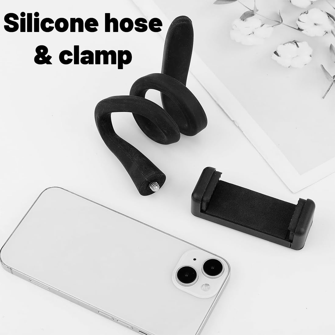 Supporto per Telefono Passeggino, con Impugnatura per Braccio Antiscivolo Lega Morbida Morsetto per Telefono,Flessibile Porta Cellulare per Passeggino per Passeggino Scrivania
