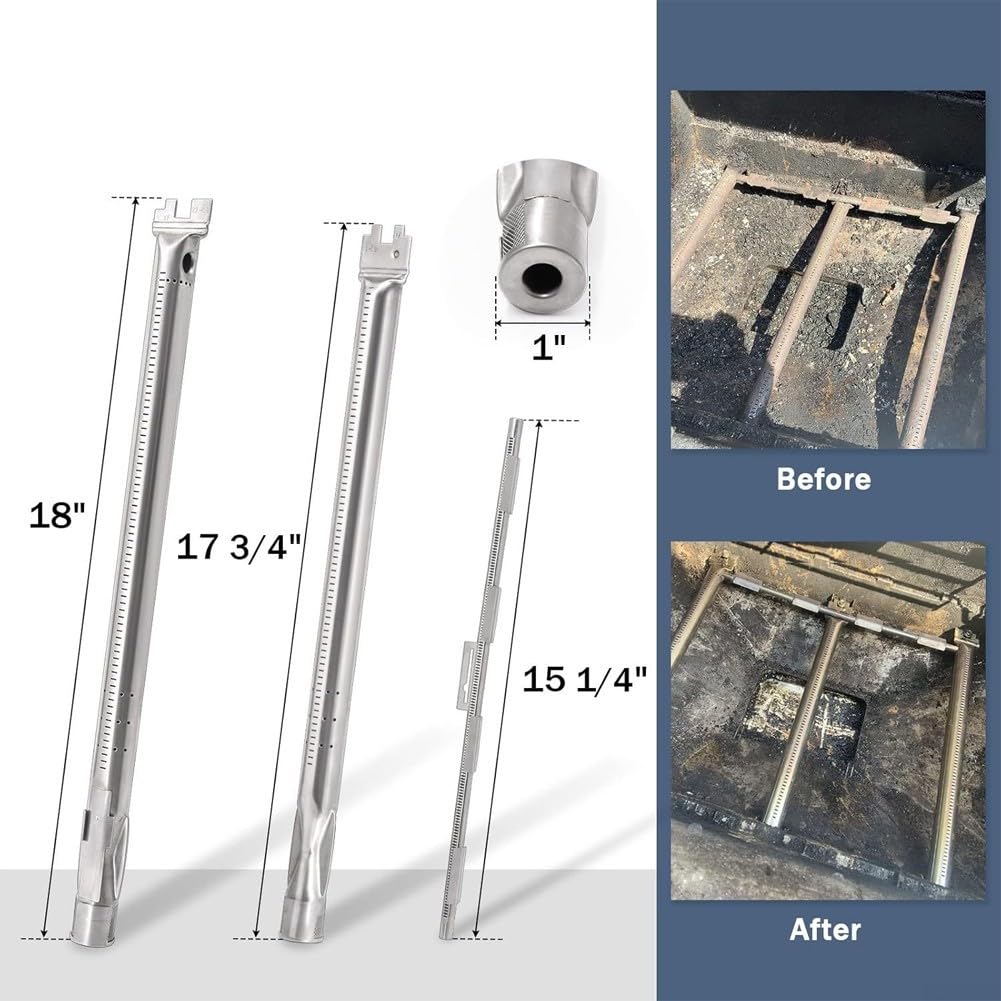 Bruciatore per griglia e per barre aromatizzanti, set per Weber, per Spirit e per Spirit II serie 300, modelli E310, E320, E330, S310, S320, S330, costruzione in metallo per una distribuzione uniforme