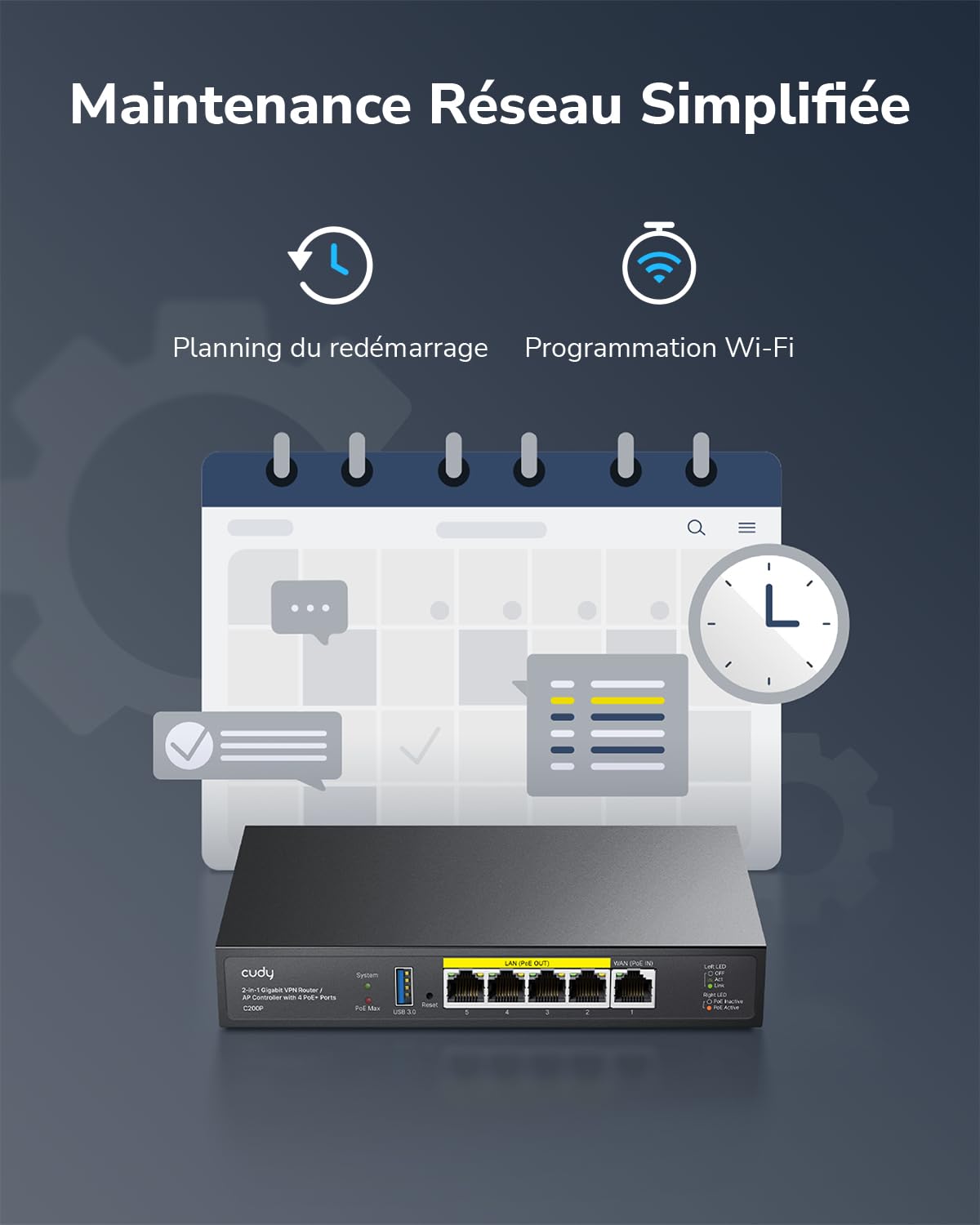 Cudy Routeur VPN 2-en-1 avec contrôleur de Points d'accès, C200P