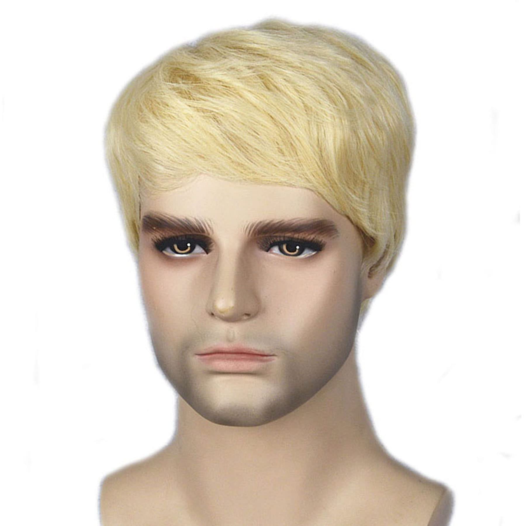 Lydell 6" Men Wig Short Straight Natural Hair Heat Resistant Synthetic Full Wigs Daily Cosplay Halloween (613D Blonde) - Image 2