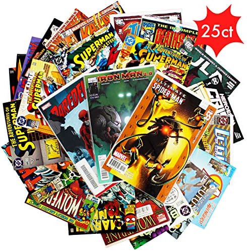 Comic Book Collection Gift Pack | Lot of 25 Unique Marvel & DC Comic Books | Good Condition or Better | Perfect Marvel Comics Gift for Men | Marvel & DC Comics Collection by Cosmic Gaming Collections