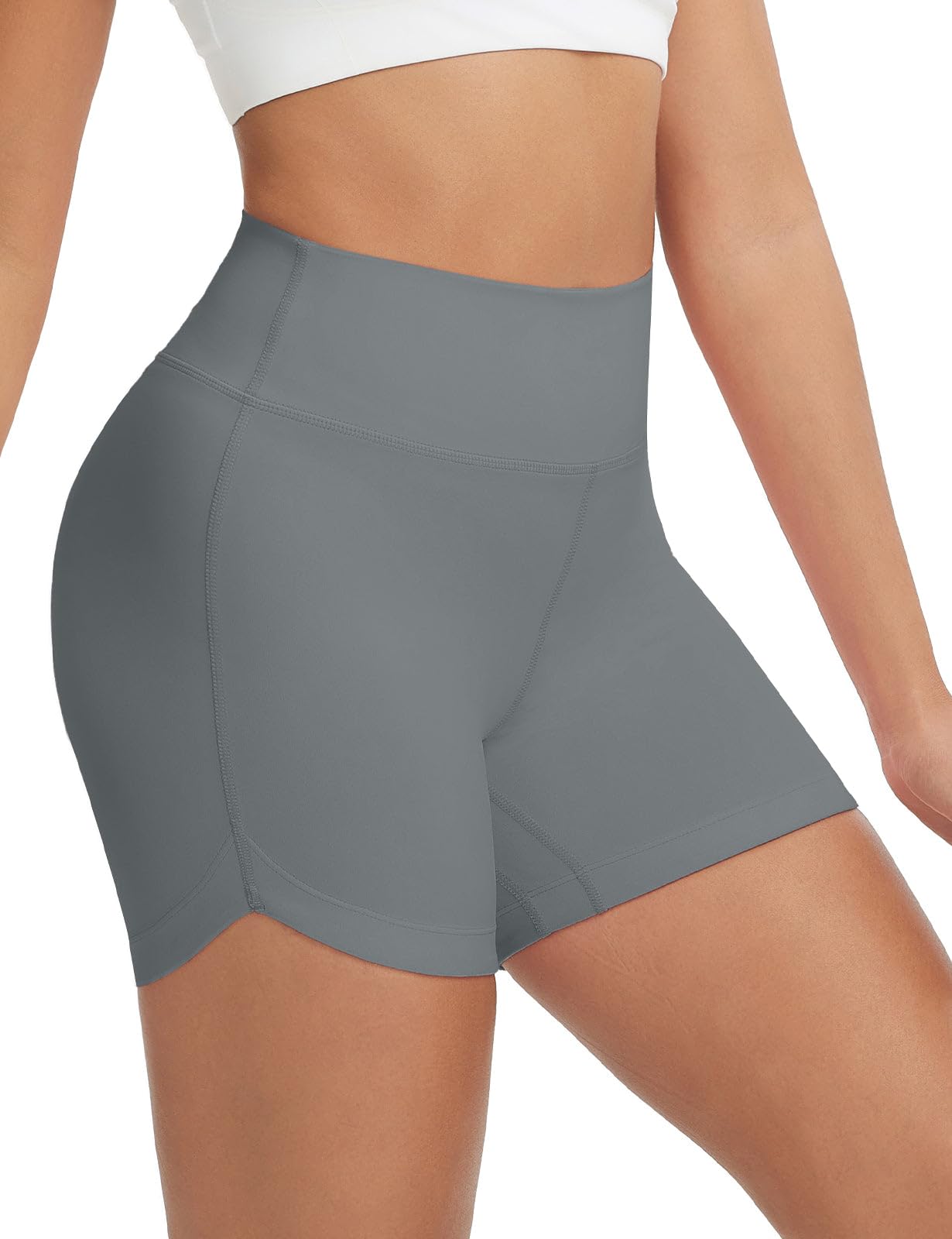 baleaf Damskie spodenki gimnastyczne 4,5", wysoka talia z kieszeniami, krótkie spodenki rowerowe, spodenki sportowe, legginsy do jogi