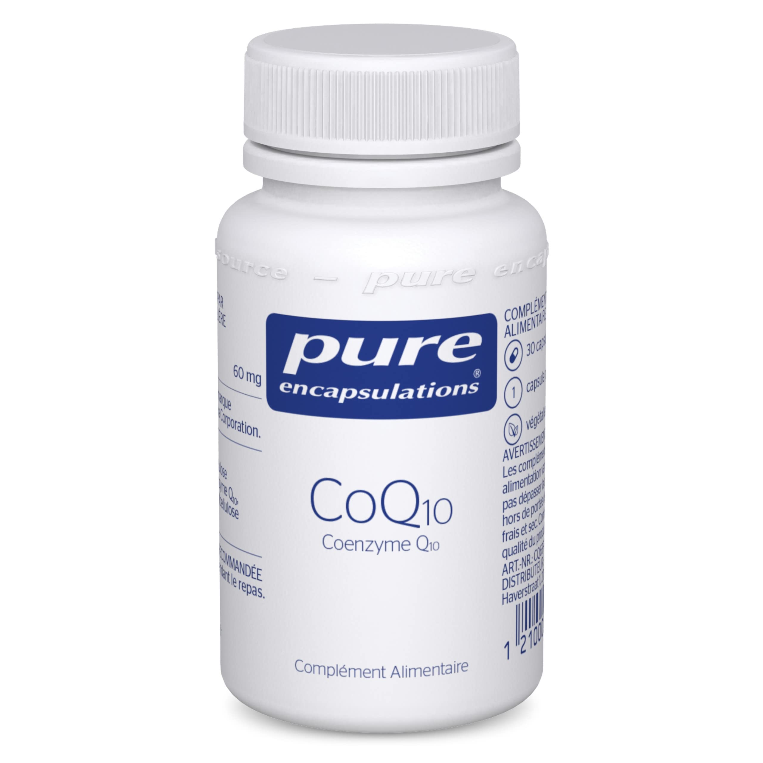 Pure Encapsulations - Coenzyme Q10 60mg - CoQ10 Biodisponible, Naturelle & Biologiquement Active - Obtenue par Fermentation - Haute Concentration - 30 Gélules Véganes