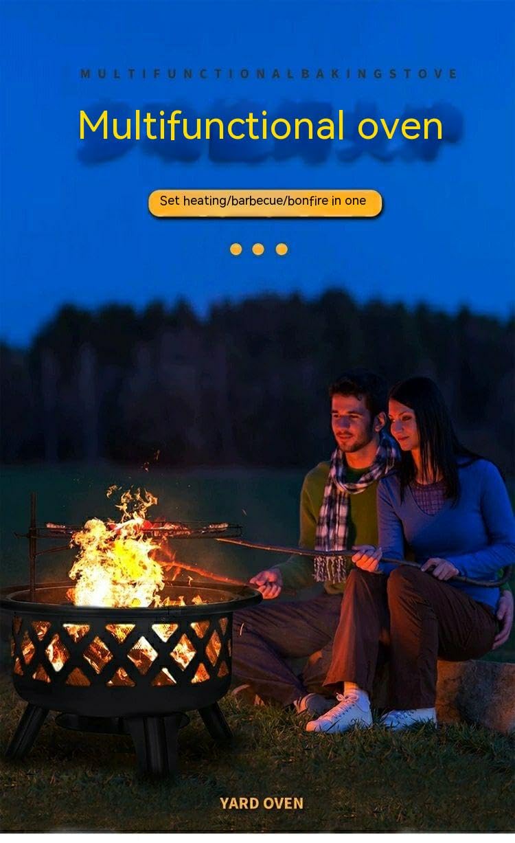 Miejsce na ognisko Palenisko Zewnętrzne palenisko opalane drewnem Ogrzewanie Duży stalowy grill Grill Miska paleniskowa na zimę z rusztem do gotowania