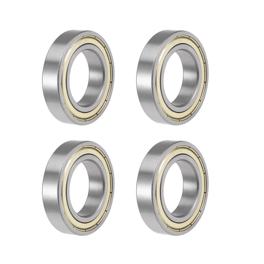 sourcing map 6008ZZ Roulements à Billes à Gorge Profonde Z2 40mm x 68mm x 15mm Double Blindé Acier Carbone 4Pcs