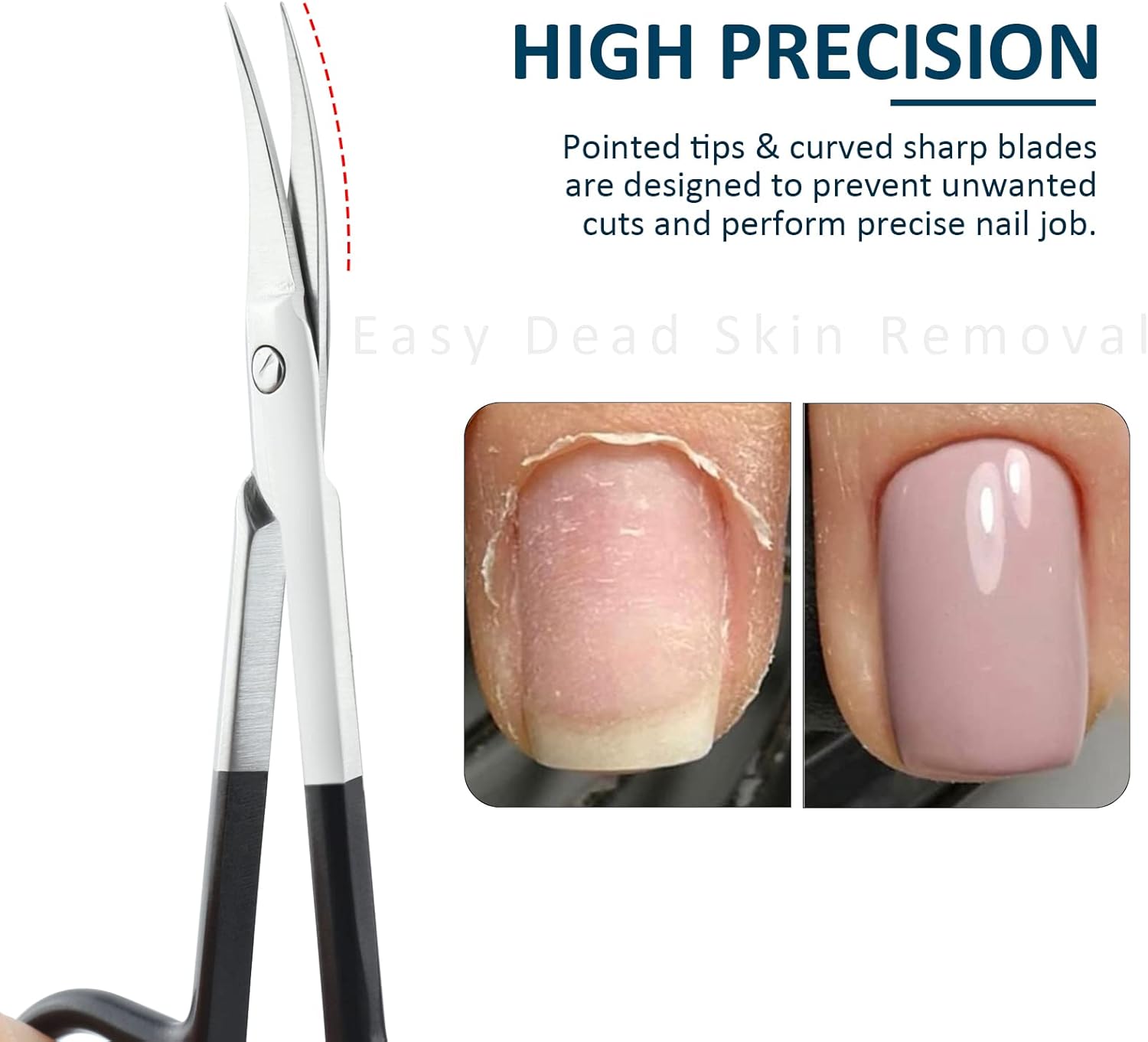 Qunzhao Cuticle Scissors for Women and Men Curved Stainless Steel with Tip Grooming Blades Manicure Nail for Dry Skin Nail Scissors (3)