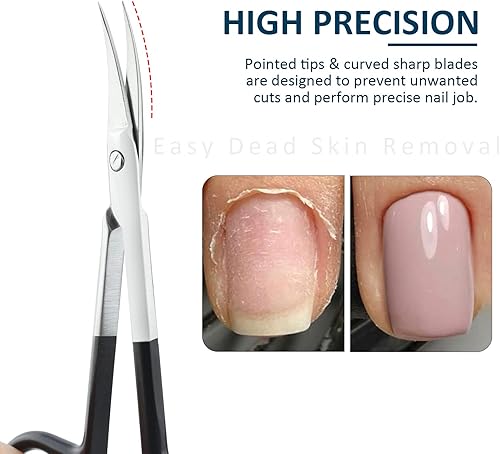 Miniatura 5 de Tijeras de cutícula para mujeres y hombres, curvadas de acero inoxidable con punta de aseo, cuchillas de manicura, uñas para piel seca (3)