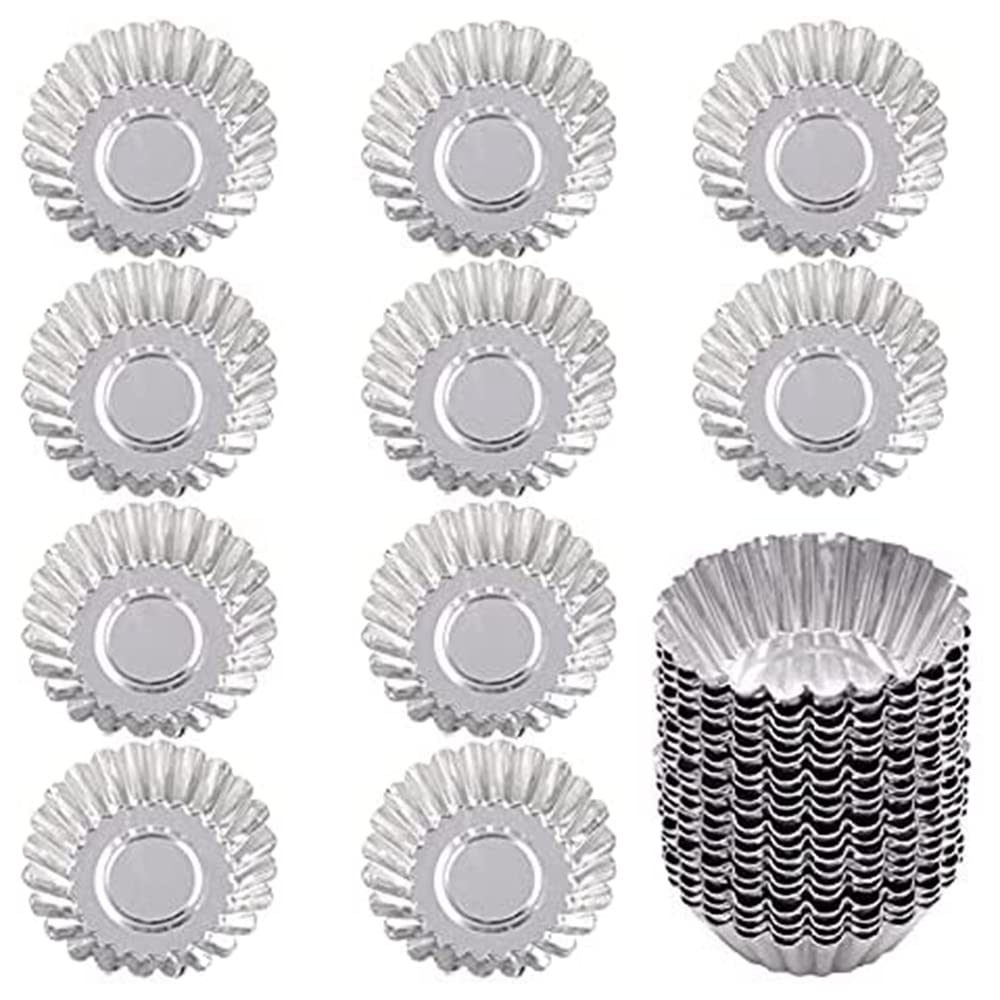 Qussedser Silver Tartlet Molds 30 Pieces Of Egg Tart Mold For Pudding Muffins Cakes