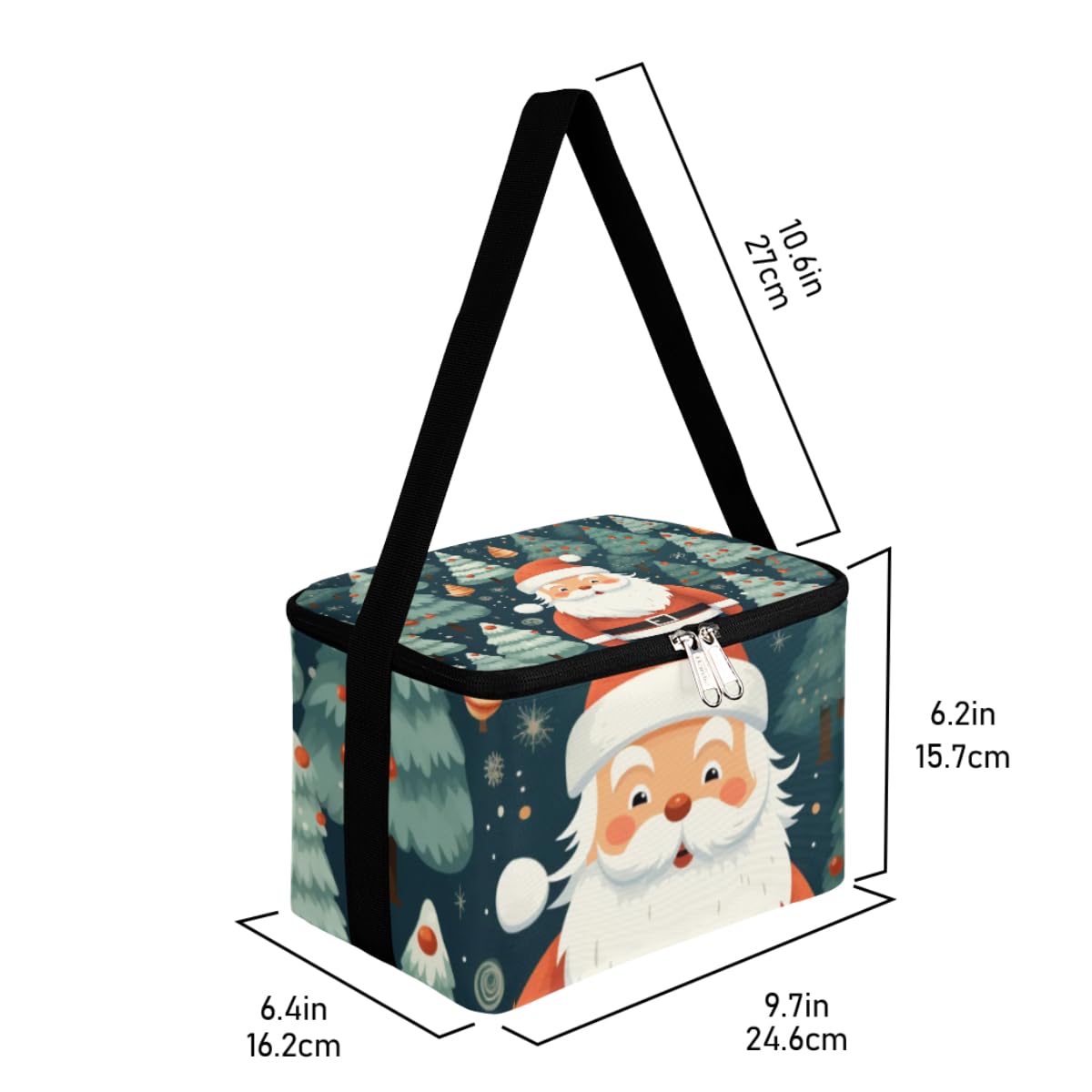 GzLeyigou Lunch Bags for Women Men 9 Cans,Santa Claus Pine Hot & Cold Food Delivery Bag Insulated Grocery Bag Insulated Lunch Box Cooler Bag for Office Work Picnic Beach
