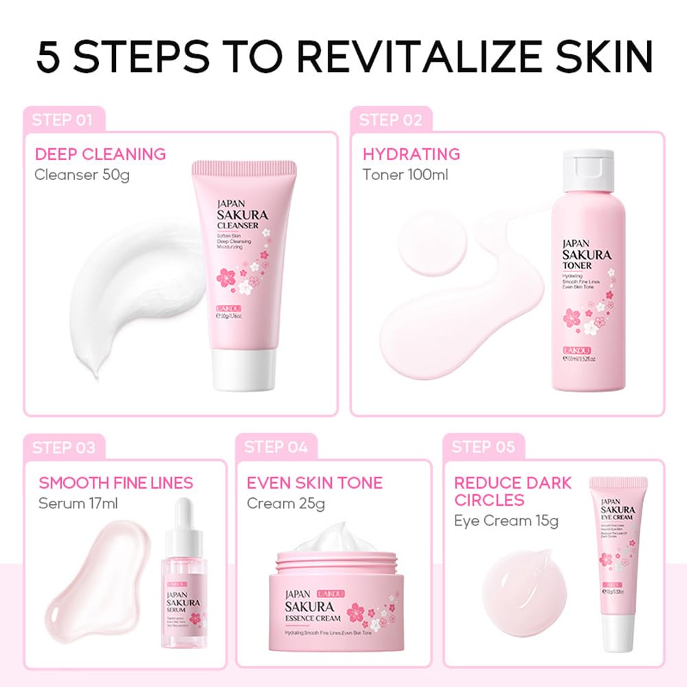 Amazon.com : Skincare Gift Set Sakura Skin Care Travel Kit with