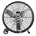 Comfort Zone CMC30 30” High-Velocity 2-Speed Direct-Drive Industrial Drum Fan, All-Metal Construction, Rubber Wheels, Easy to Grab Handle, & Balanced Aluminum Blades, Black