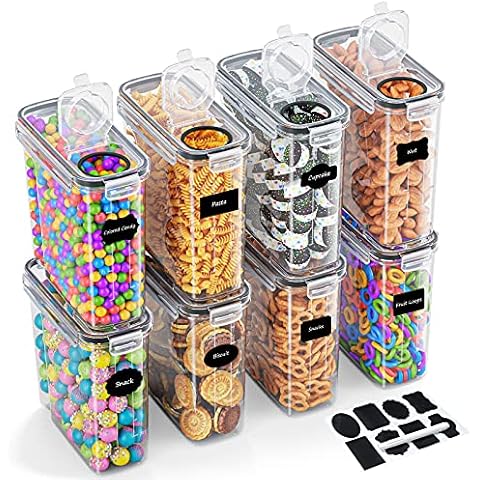 2.5L Vorratsdosen 8er Set Aufbewahrungsbox Küche mit Deckel, Vorratsdosen Luftdicht Cereal Container, Kitchen Behälter aus Kunststoff Cover