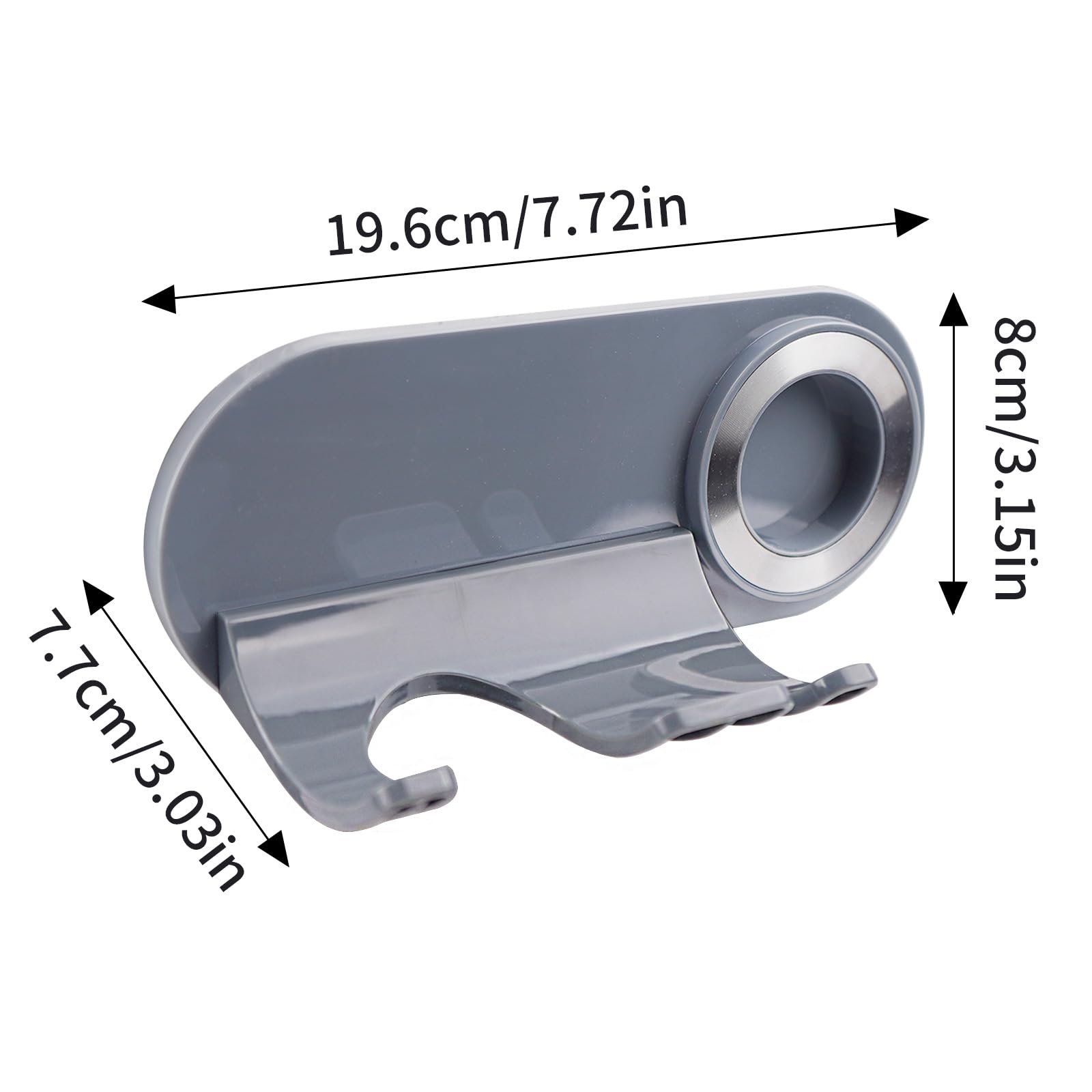 Soporte Secador de Pelo Magnético de Pared con Portaboquillas, Colgador Sin Taladrar, Gris