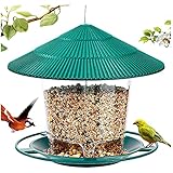 バードフィーダー 鳥と心を繋ぐ 屋根付き 自動給餌 大容量1kg 吊り下げ 防滴・カラス対策 軽量 バードウォッチング 窓辺 ベランダ 庭 ガーデン 小鳥 野鳥 自然の癒し (グリーン)