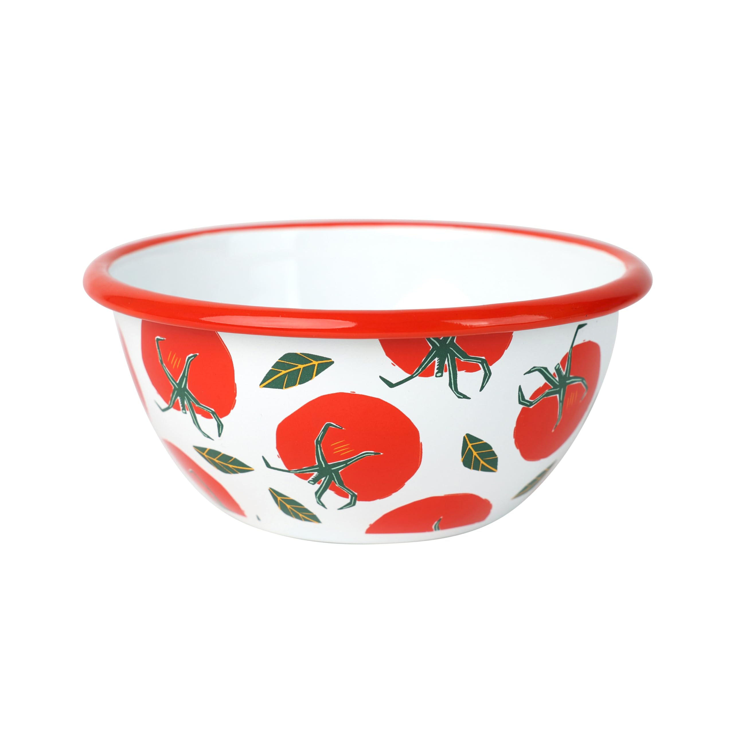 Talking Tables Handmade Small Enamel Bowl, 12cm with Tomatoes on Outside -Funky Bowl Shatterproof & Dishwasher Safe, Reusable Tableware for Indoor & Outdoor Dining, Snacks, Desserts, BBQs & Picnics